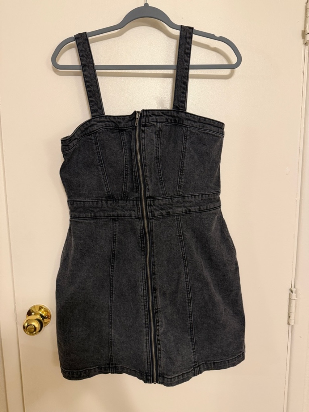 Wild fable Black Denim Zip-Front Mini Dress
